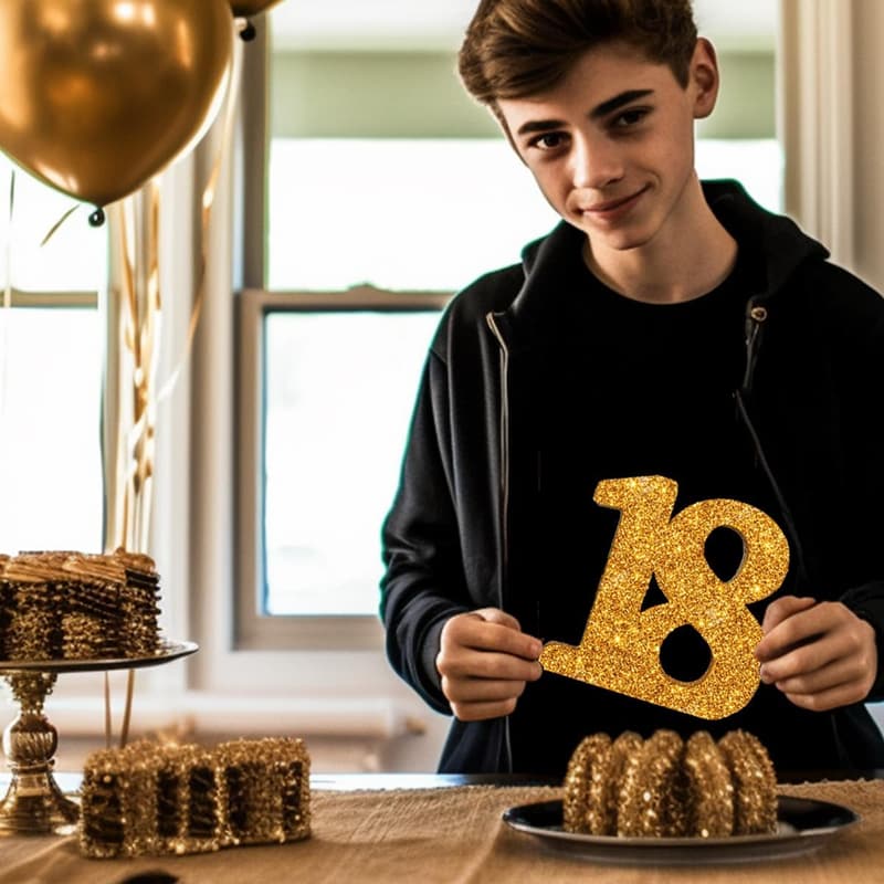 18th Birthday Gold Glitter Table Topper Decoration
