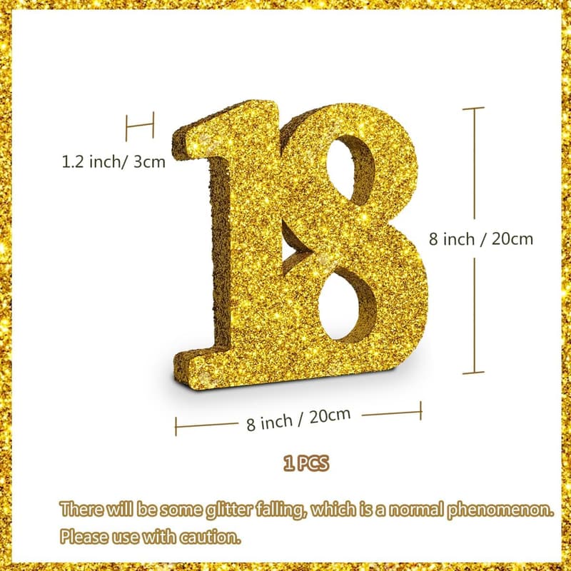 18th Birthday Gold Glitter Table Topper Decoration