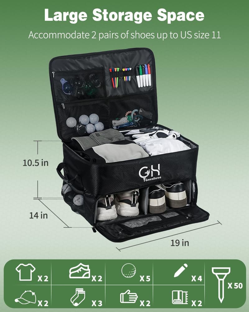 Golf Trunk Organizer - Waterproof Storage Bag with Ventilated Compartments