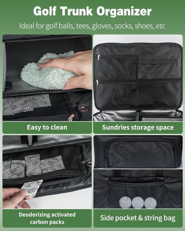 Golf Trunk Organizer - Waterproof Storage Bag with Ventilated Compartments