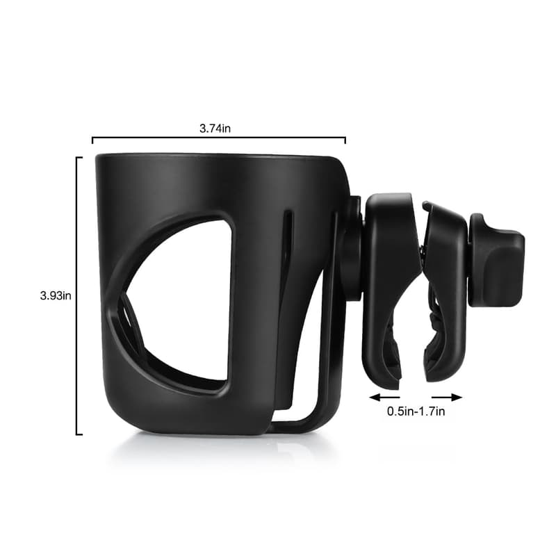 Universal 360° Rotatable Cup Holder for Strollers & Bikes, Black