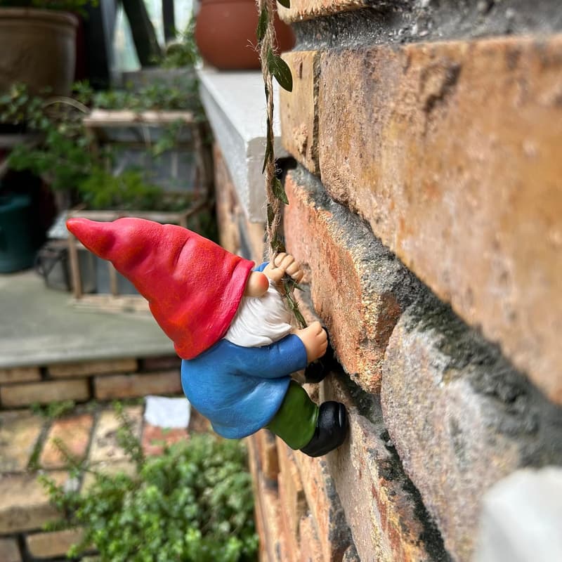 Climbing Gnome Statue for Indoor/Outdoor Garden Decor