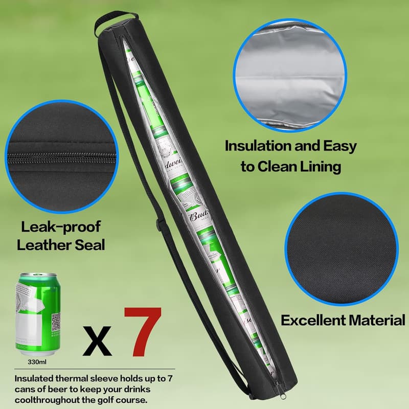 Insulated 7-Can Beer Sleeve for Golf Bags