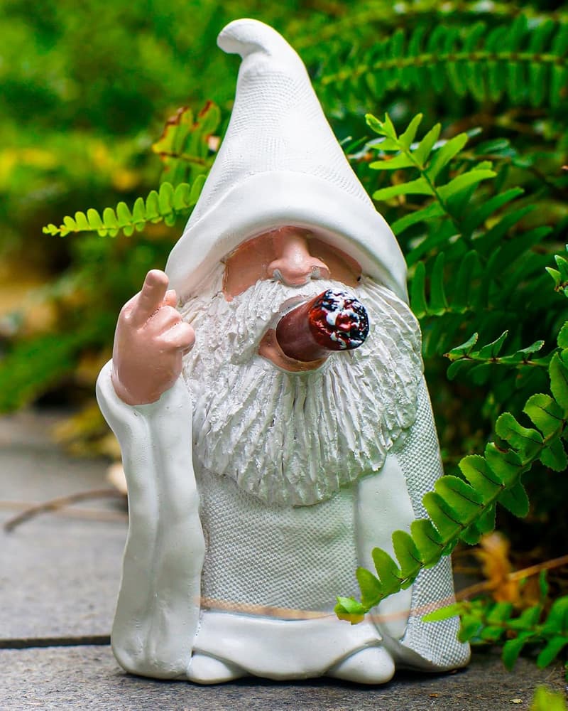 Naughty Wizard Gnome Statue - 5.9in Outdoor Decor