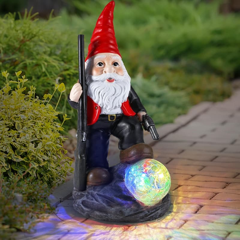 Valentine's Day Garden Gnome Statue with Solar Lights