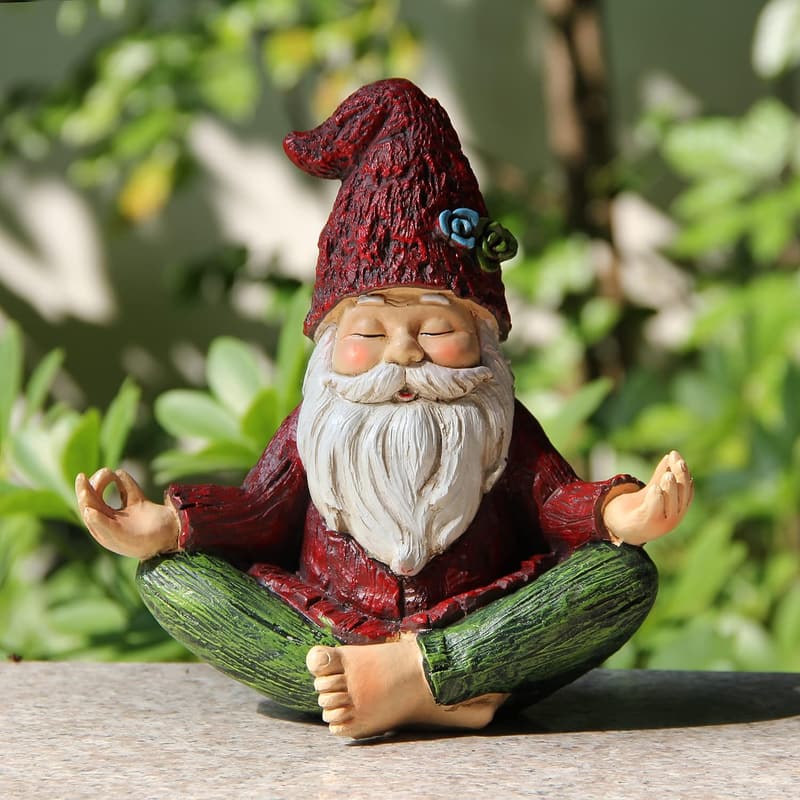 Yoga Garden Gnome Statue with Solar Lights for Outdoor Decor