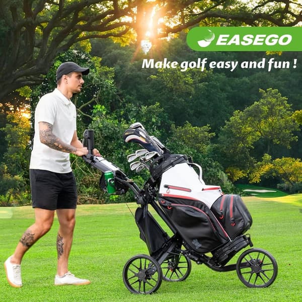 Foldable 3-Wheel Golf Cart with Phone & Cup Holders