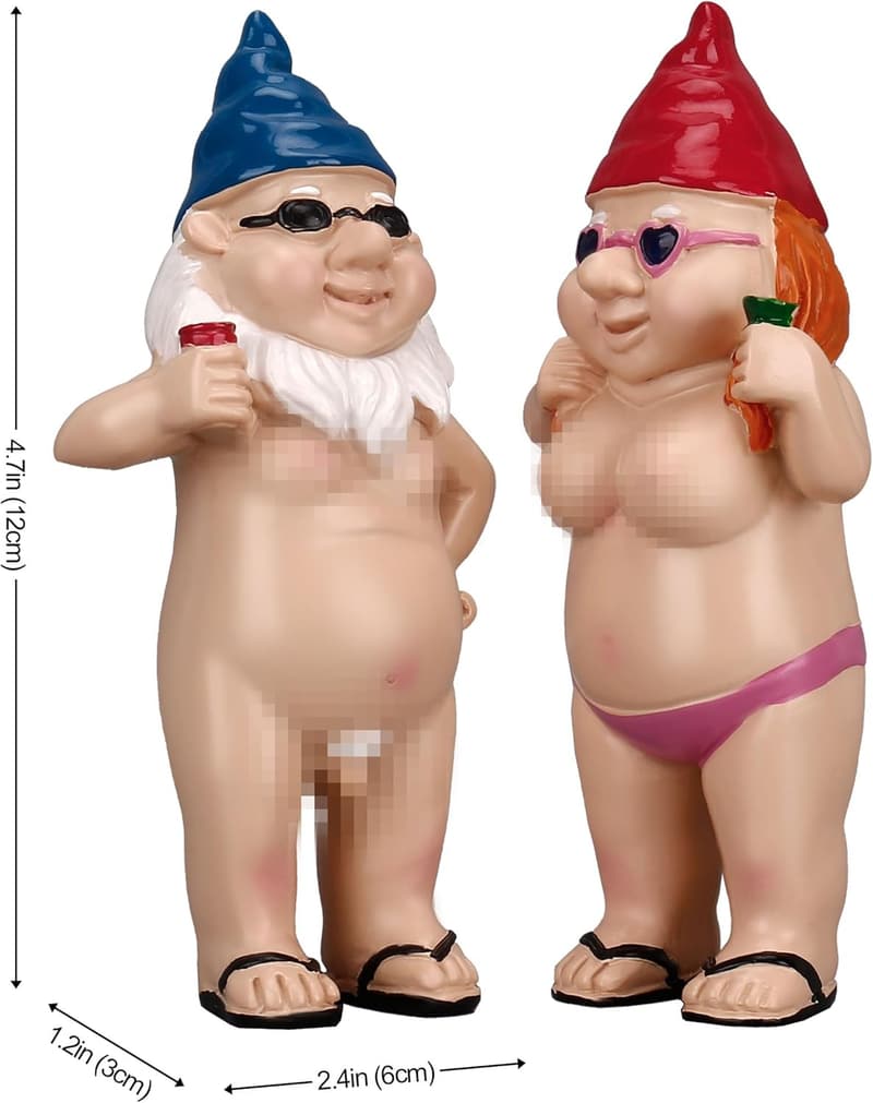 Funny 4.7-Inch Garden Gnome Statues for Home & Lawn