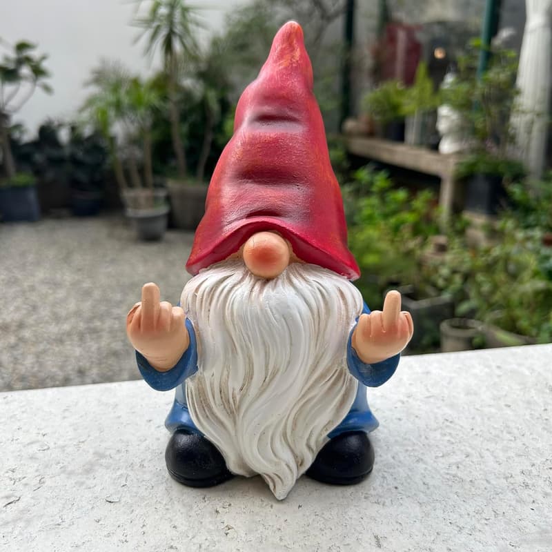 Naughty 7.8in Middle Finger Gnome Statue for Garden Decor