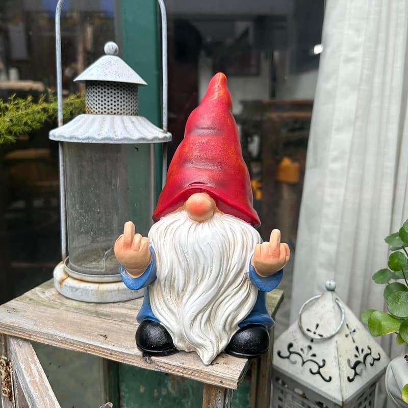 Naughty 7.8in Middle Finger Gnome Statue for Garden Decor