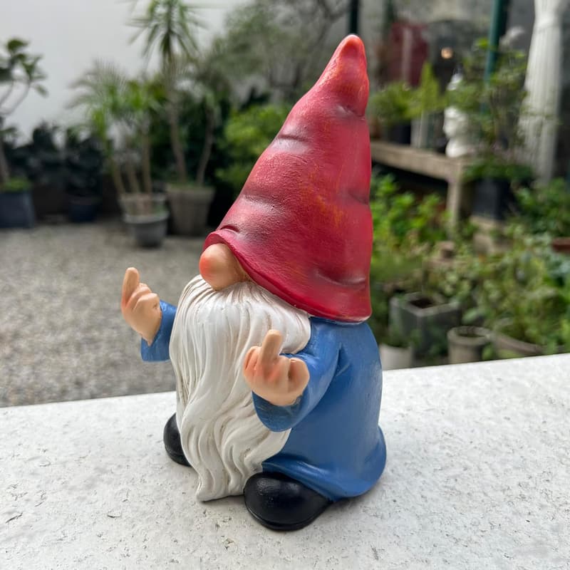 Naughty 7.8in Middle Finger Gnome Statue for Garden Decor