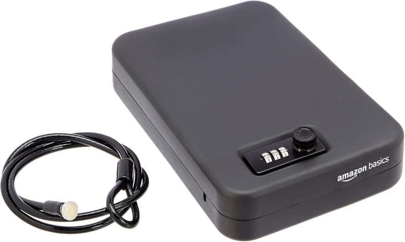 Portable Security Lock Box Safe with Combination Code - Black