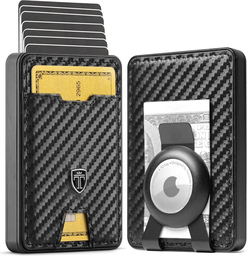 Men's Slim Wallet with RFID Blocking and AirTag Holder