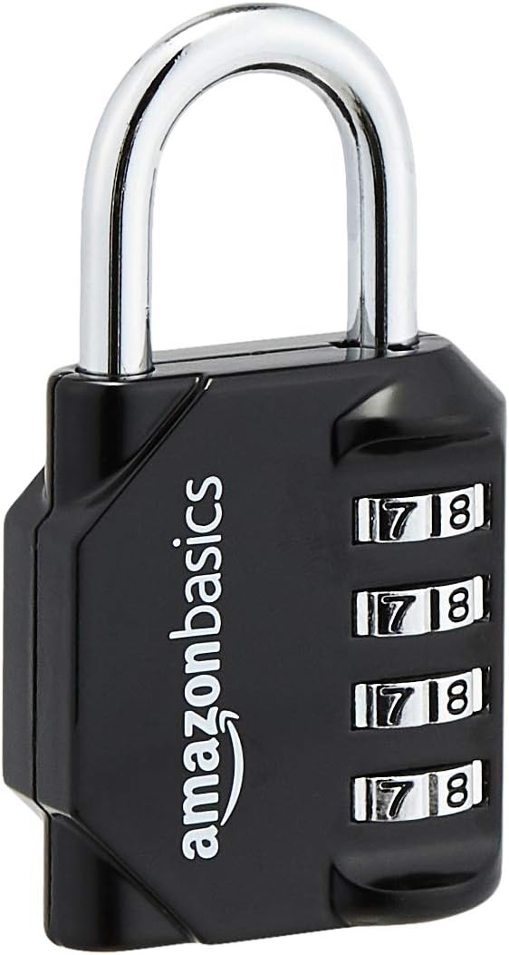 4-Digit Combination Lock Set for Gym - 2-Pack, Black