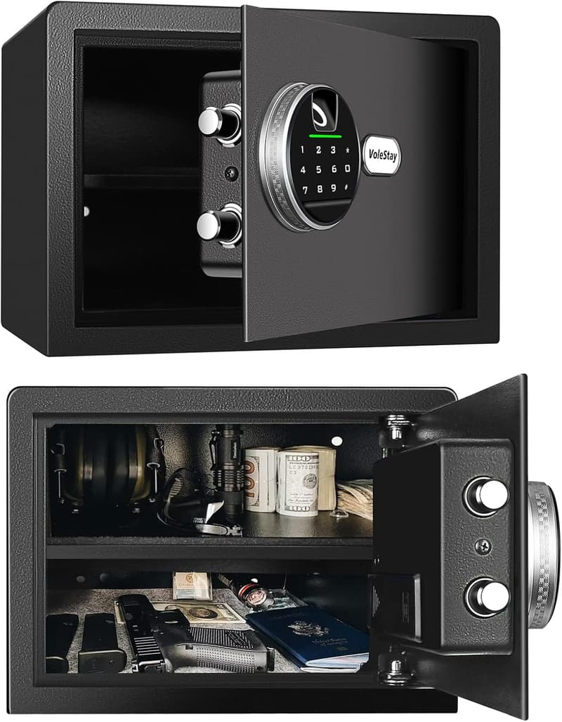 Fingerprint Gun Safe Lock Box for Valuables - 0.8 Cubic Feet