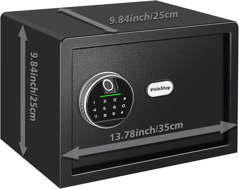 Fingerprint Gun Safe Lock Box for Valuables - 0.8 Cubic Feet