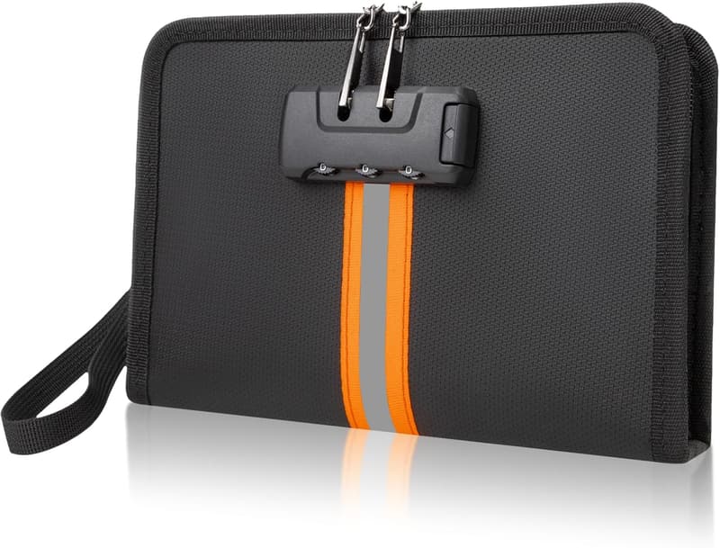 Fireproof Waterproof Money Bag with Lock and Zipper