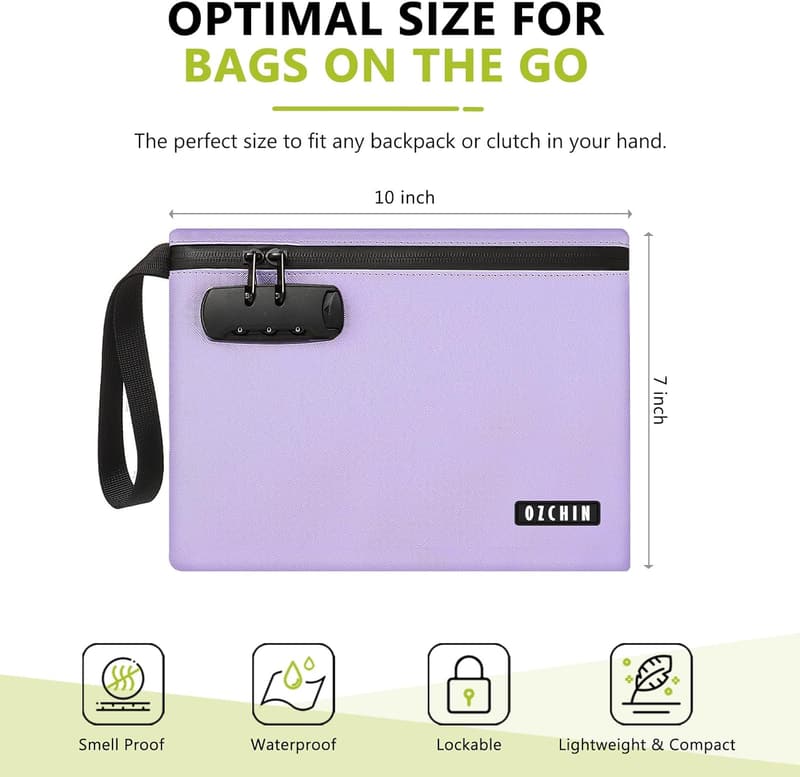 Lockable Smell-Proof PU Leather Bag with Combination Lock