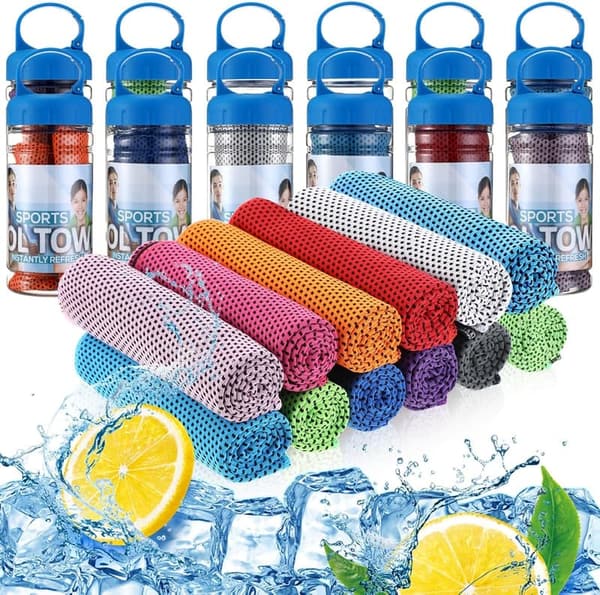 12-Pack Microfiber Cooling Towels for Sports & Yoga