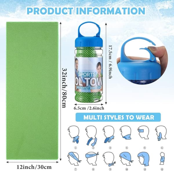 12-Pack Microfiber Cooling Towels for Sports & Yoga