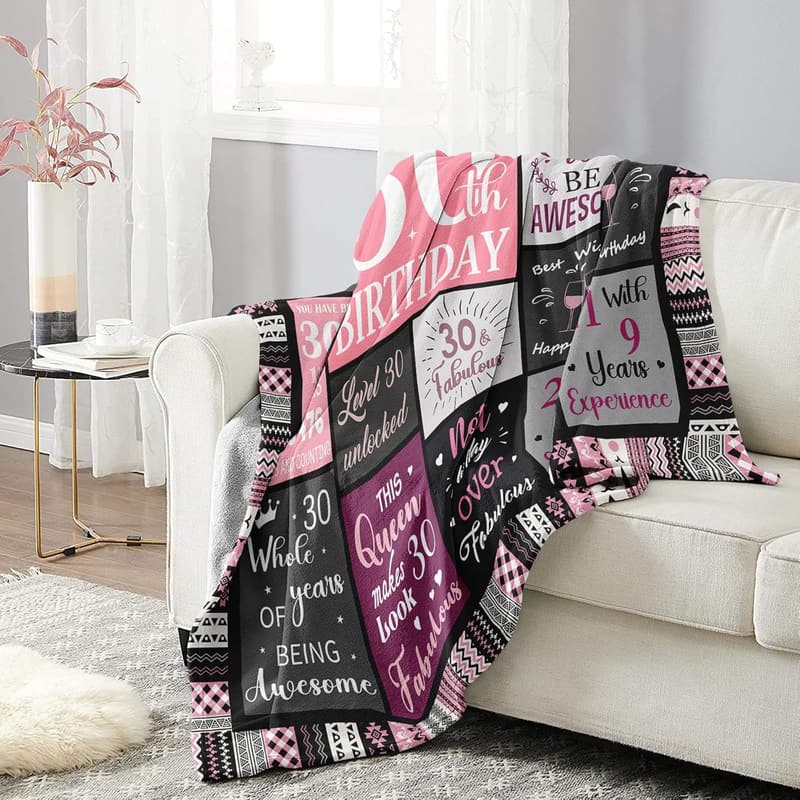 30th Birthday Throw Blanket for Women - 60