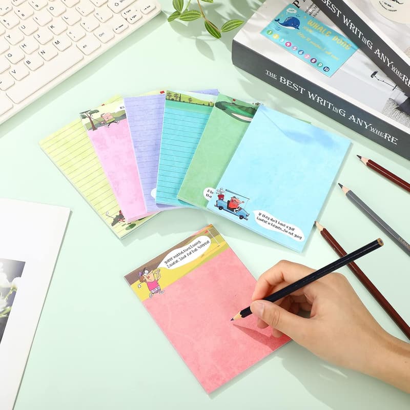 Funny Golf Sticky Note Set - 8 Pack Memo Notepads