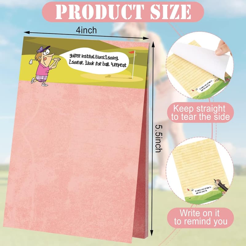 Funny Golf Sticky Note Set - 8 Pack Memo Notepads