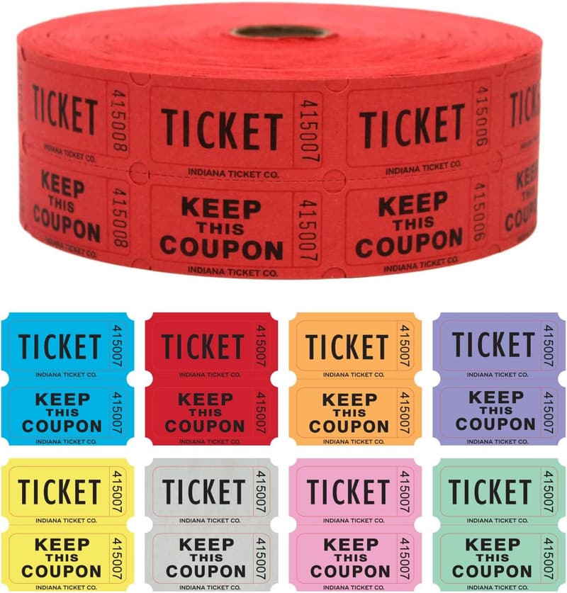 Premium Red Raffle Tickets - 2,000 Count Double Roll