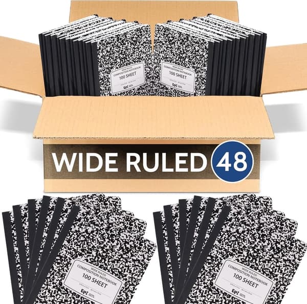 Wide Ruled Marble Composition Notebook - 200 Pages, 48 Pack