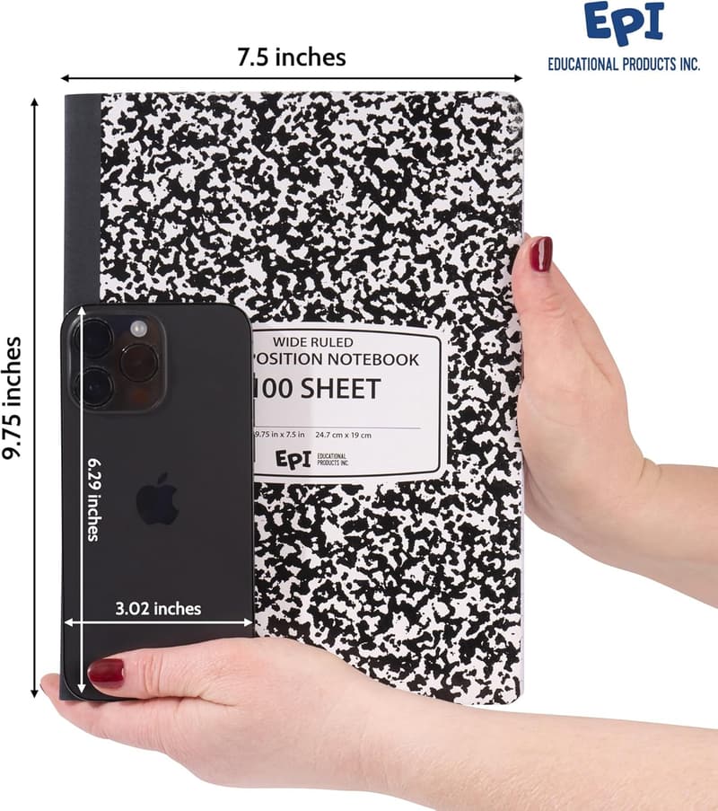 Wide Ruled Marble Composition Notebook - 200 Pages, 48 Pack