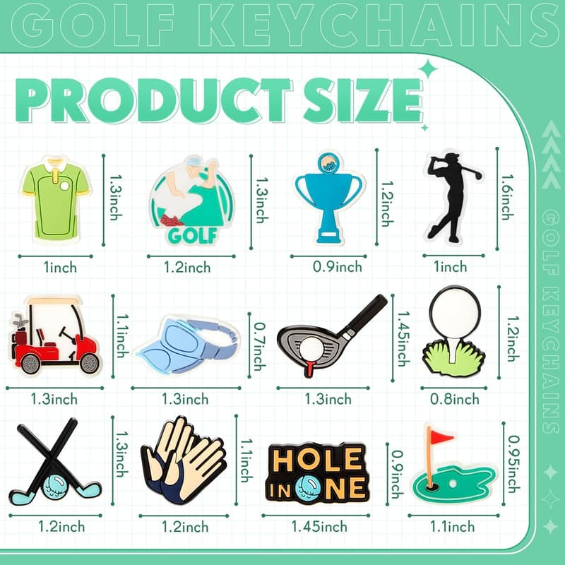 Golf Ball Keychains - 36 Pack Bulk Sports Gifts for Parties