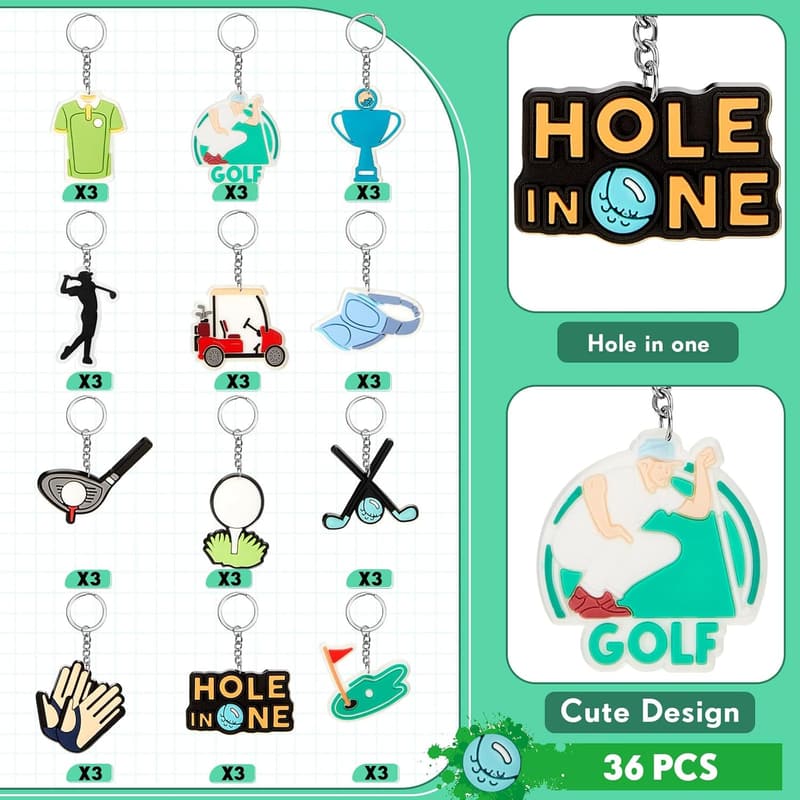 Golf Ball Keychains - 36 Pack Bulk Sports Gifts for Parties