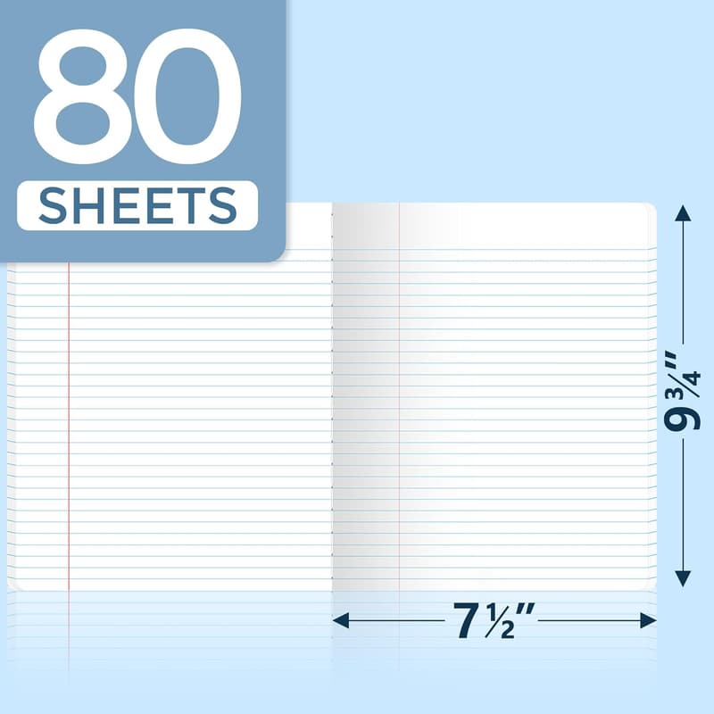 SUNEE Wide Ruled Composition Notebooks, 4 Pack, Assorted Colors