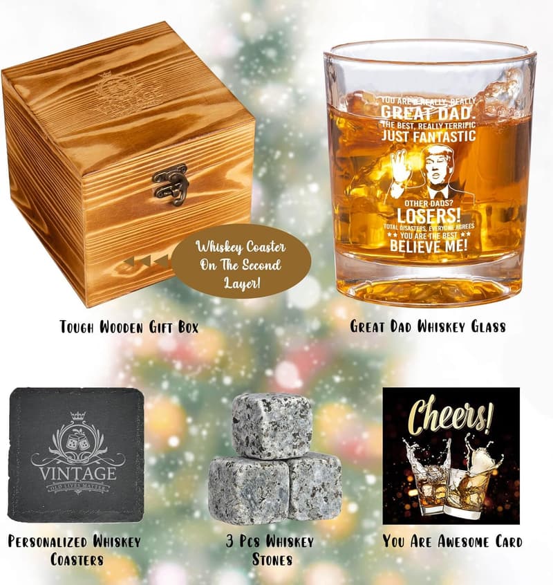 Father's Day Whiskey Set - Funny Gifts for Dad