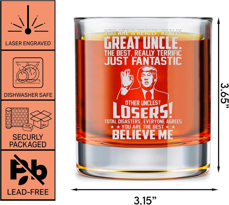 Funny Whiskey Glass for New Uncle - 10oz Gift from Niece/Nephew