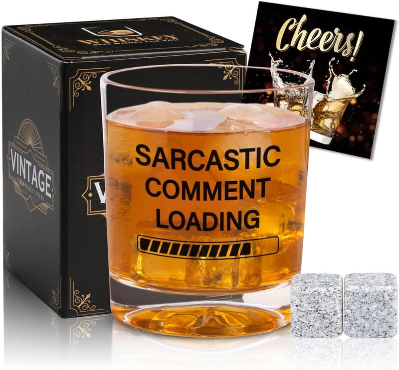 Funny Engraved Whiskey Glasses - Perfect Father's Day Gift for Men