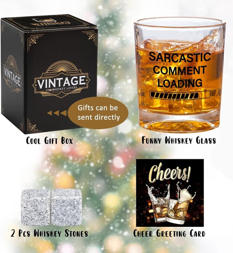 Funny Engraved Whiskey Glasses - Perfect Father's Day Gift for Men
