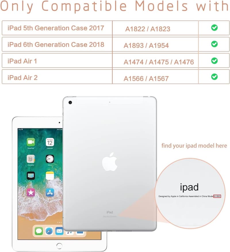iPad 6th/5th Gen & Air 1/2 Slim Smart Cover - Pink
