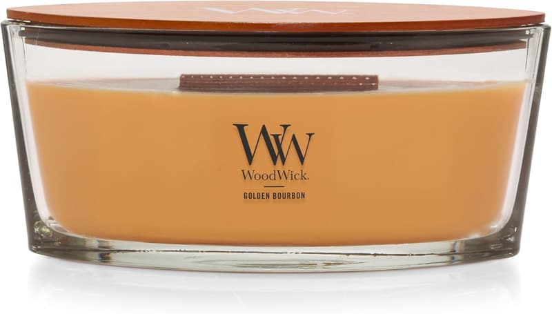 Golden Bourbon Scented WoodWick Candle, 16 oz, 40 hrs Burn Time