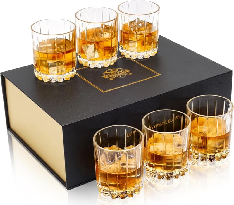 Whiskey Glasses Set - 10 Oz Crystal Tumblers for Men