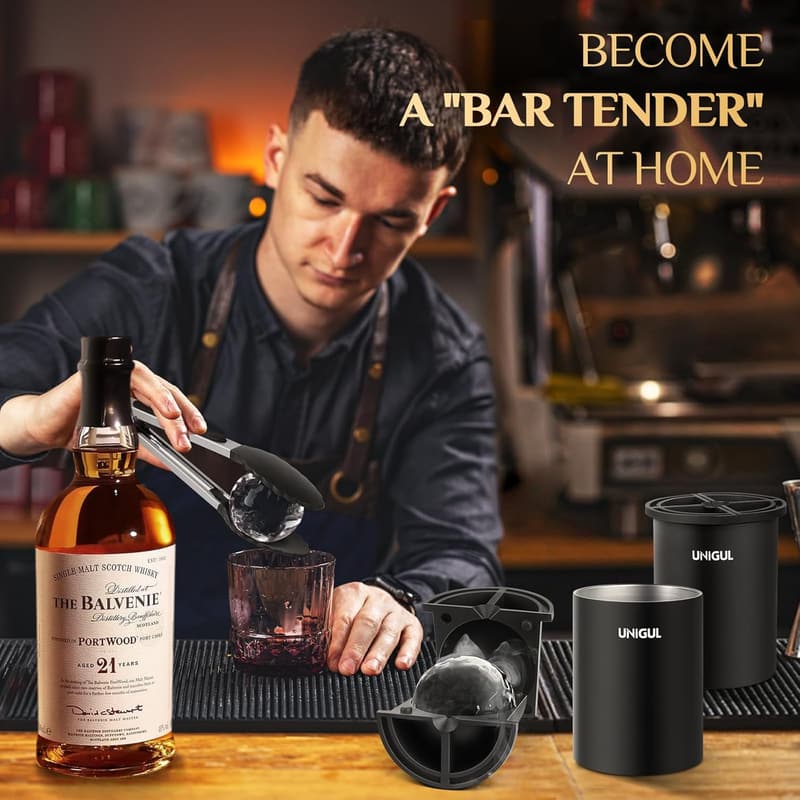 Premium Stainless Steel Ice Ball Maker for Whiskey & Cocktails