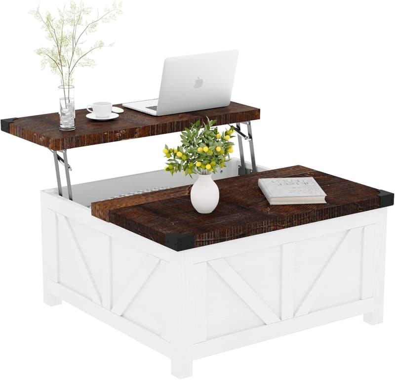 Farmhouse Lift Top Coffee Table with USB Charging Station