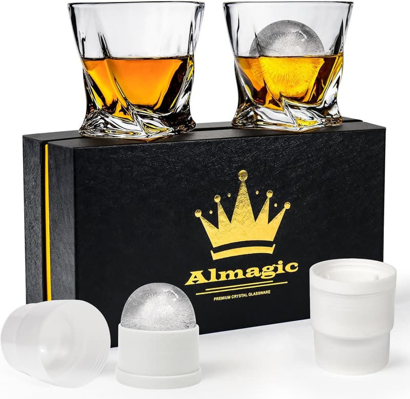 Stylish 11 oz Crystal Whiskey Glasses Gift Set for Men