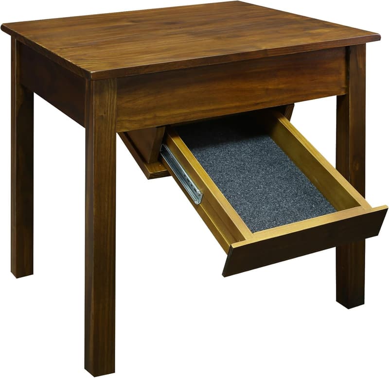 Kennedy End Table with Concealed Drawer - Warm Brown