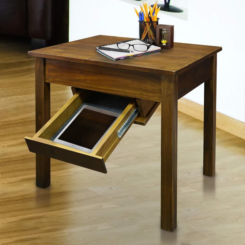 Kennedy End Table with Concealed Drawer - Warm Brown