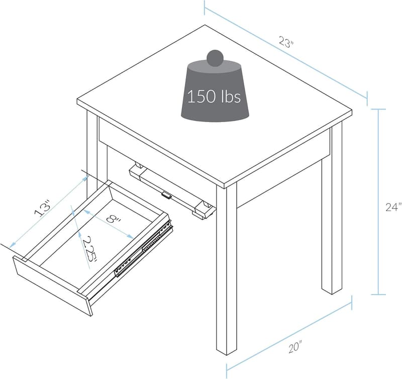 Kennedy End Table with Concealed Drawer - Warm Brown