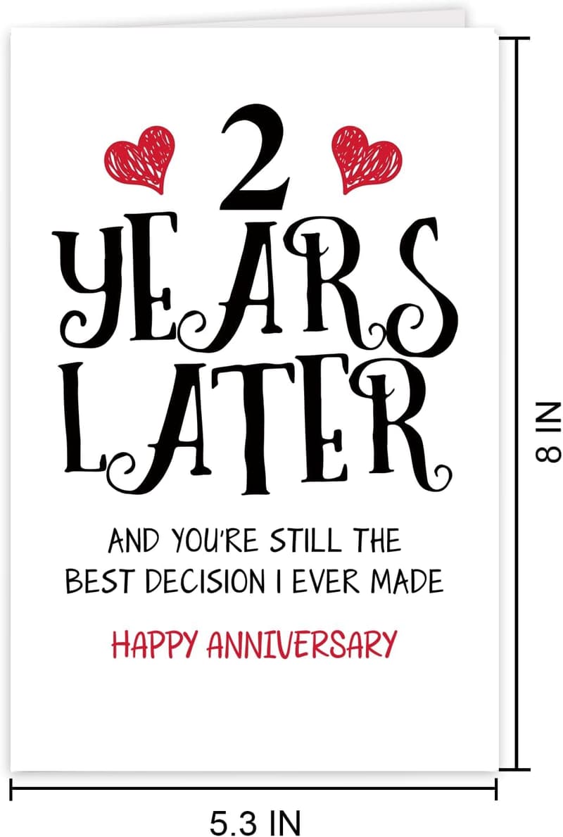 2nd Anniversary Card for Couples - Sweet Wedding Gift