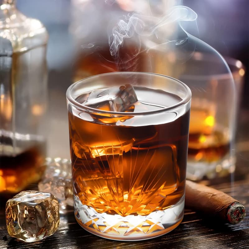 Handmade Old Fashioned Whiskey Glass Set - 13 oz, Set of 4