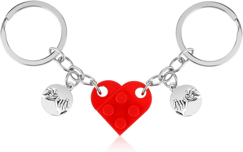 Matching Couple Heart Keychain Set - Perfect Gift for Friends