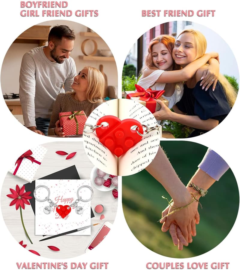 Matching Couple Heart Keychain Set - Perfect Gift for Friends